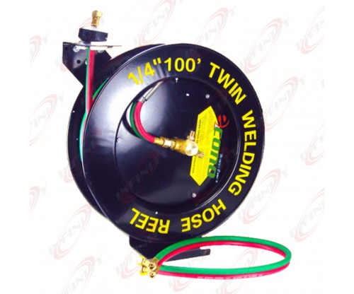  Auto Rewind Retractable Oxygen Acetylene Wall Welding Twin Hose Reel 100ft 1/4"